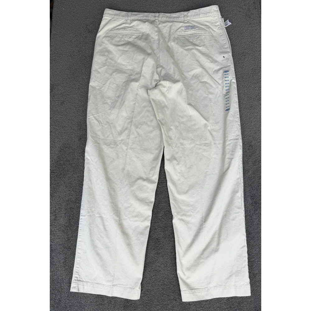 Vintage Old Navy Khakis Mens 38x32 Cream Off White Cotton Straight Chino Pants